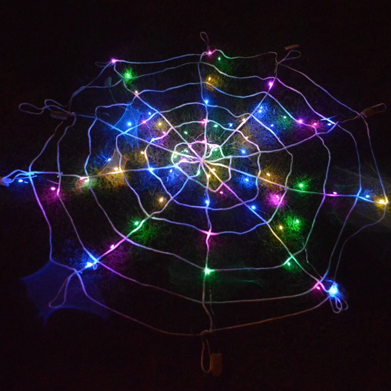 Light up Halloween Cobweb Prop LED Halloween Spider Web Glowing Lights Halloween Party DIY Haunted House Decorations