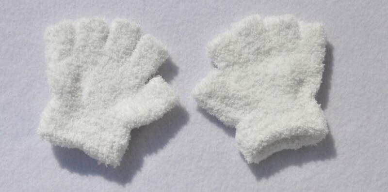 Nuovi bambini di inverno caldo guanti mezzi della barretta per 4-11 anni di età guanti mezzi della barretta: WHITE