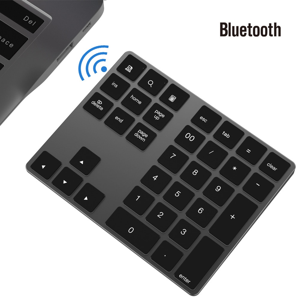Digital Keyboard Bluetooth Portable Mini Portable Aluminum 34 Keys Wireless Keyboard Keypad For Office MacBook Air/Pro