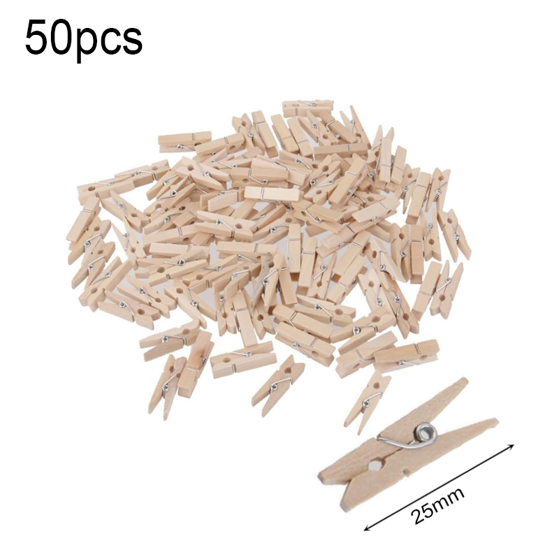 Clip de madera Natural de tamaño pequeño para decoración del hogar, 50 piezas, hoja de cama, foto, papelería DIY, de boda, navidad: Rojo
