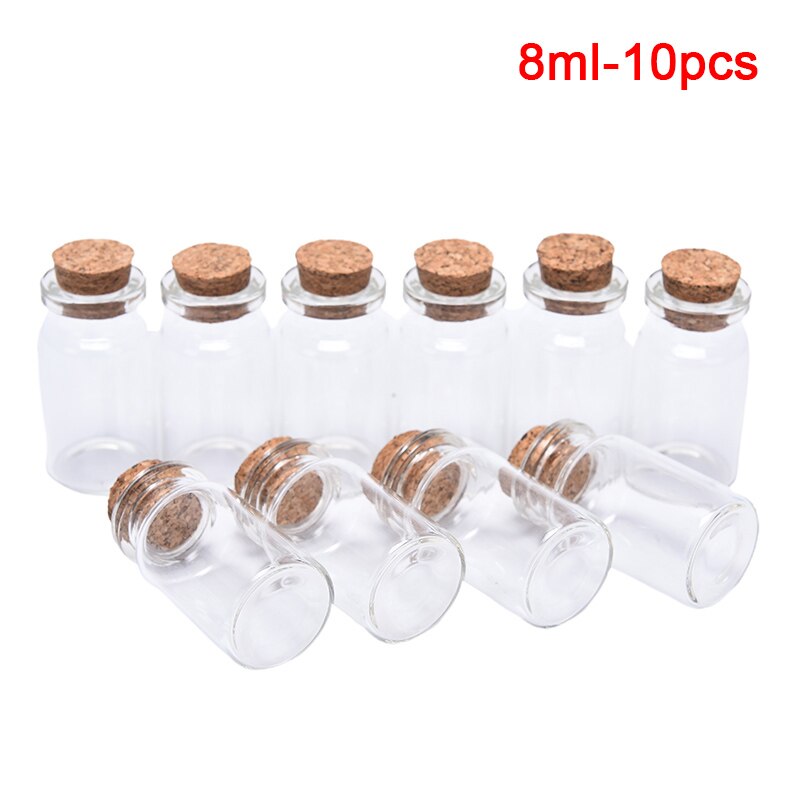 10Pcs 5/8/10/12/15/20ml Christmas Wish Bottles Small Empty Clear Cork Glass Bottles Vials For Wedding home Decor: 22x40 8ml