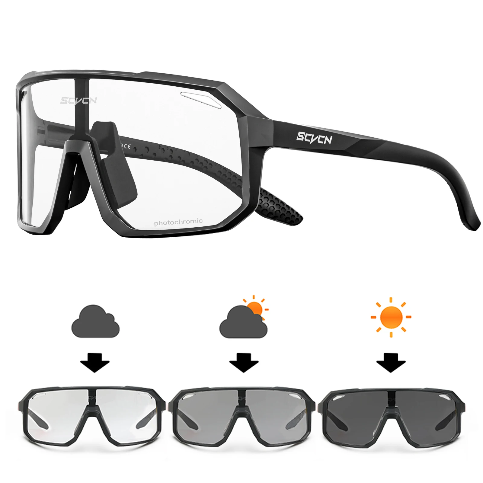 SCVCN-gafas fotocromáticas deportivas para hombre y mujer, lentes de sol para ciclismo con protección UV400, para exteriores, para ciclismo de montaña y senderismo: Lavanda