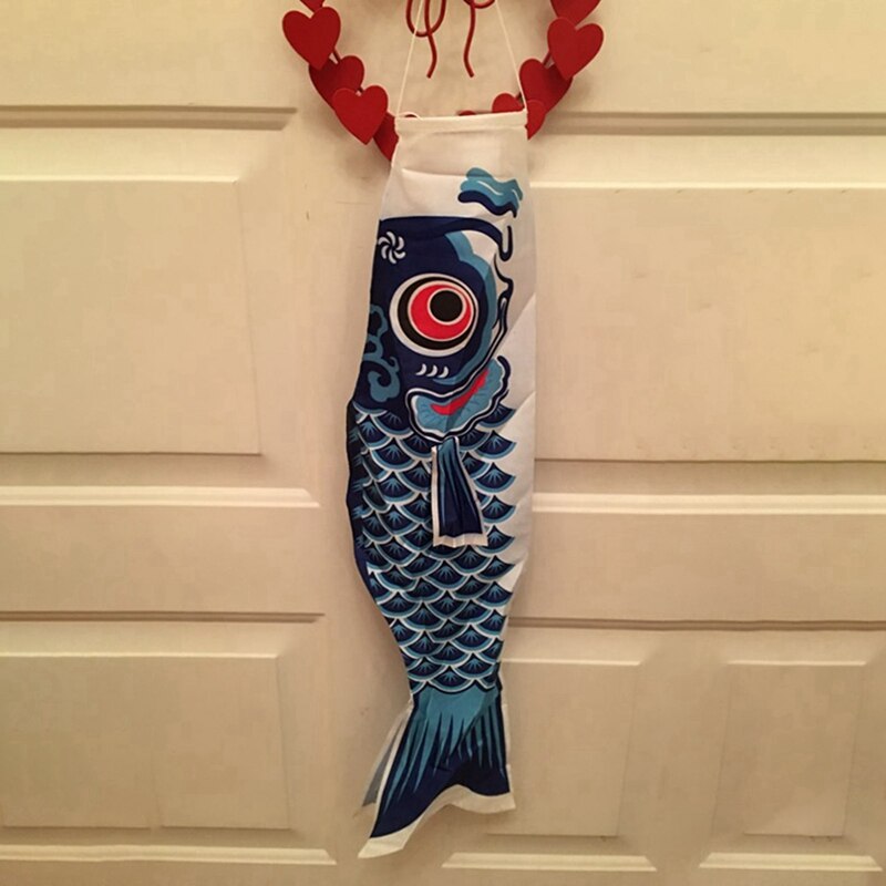 2 pièces japonais carpe vent chaussette Streamer poisson drapeau cerf-volant poisson coloré vent chaussette carpe vent chaussette drapeau 150cm, noir & bleu