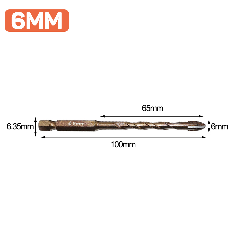 Dizainlife 3/4/5/6/8Mm Cross Hex Tegel Boren Set Keramische Beton gat Opener Harde Legering Driehoek Boor Voor Wandtegels: 2 PCS / 6mm