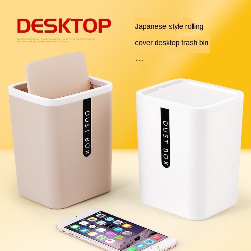 Mini Small Waste Bin Desktop Trash Can Garbage Basket Home Table Plastic Office Supplies Dustbin Sundries Barrel Box