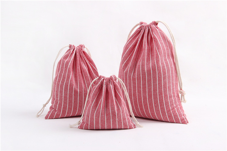 Cotton Linen Drawstring Cosmetic Bag Bag Travel Luggage Packing Pouch Storage Bags for Wedding Christmas Jewelry Packaging: L / Red