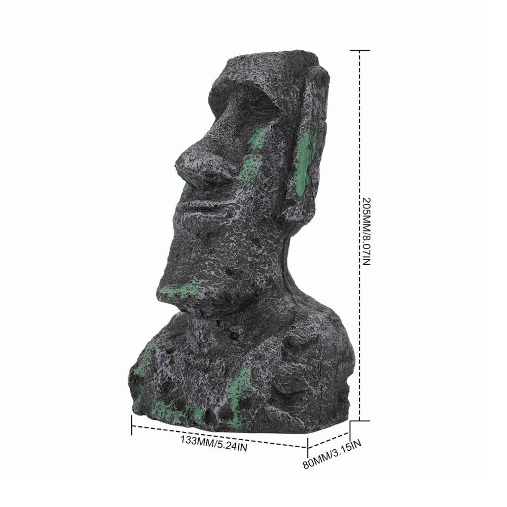 Ancient Easter Island Stone Head Aquarium Ornament, Fish Tank Decoration Accessories Suitable for salt water and fresh water: L