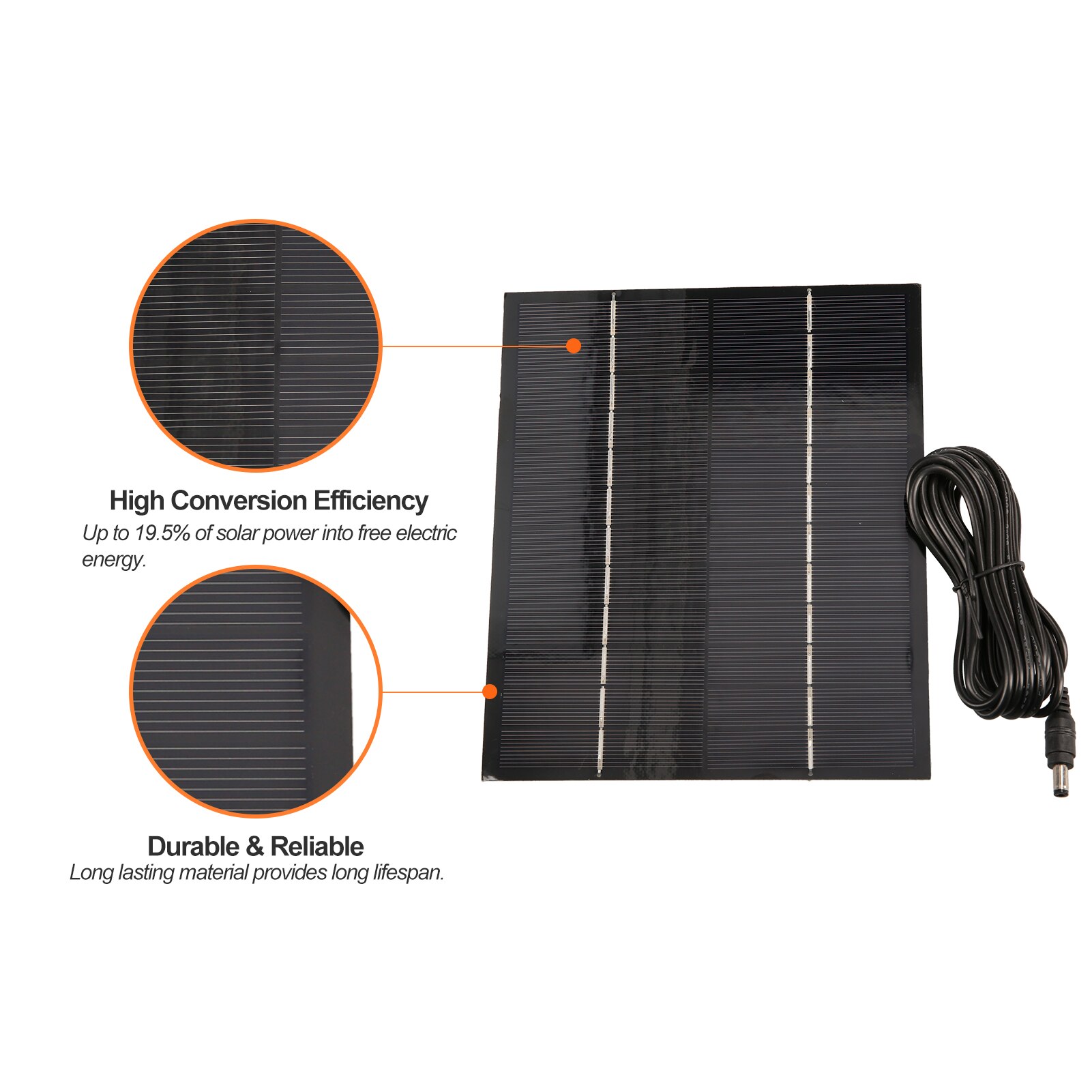 6W 12V 500mA Zonnepaneel Met 9.84ft Dc Output Monokristallijn Silicium Zonnecel Diy Waterdichte Camping Power Solar panel