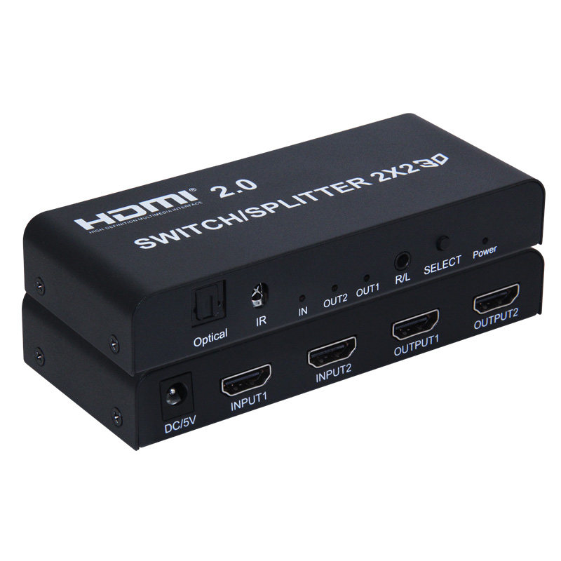 HDMI-compatible Splitter 2 in 2 out HD Computer Notebook Monitor Displayer Splitt Two Computers Share With Remote control switch