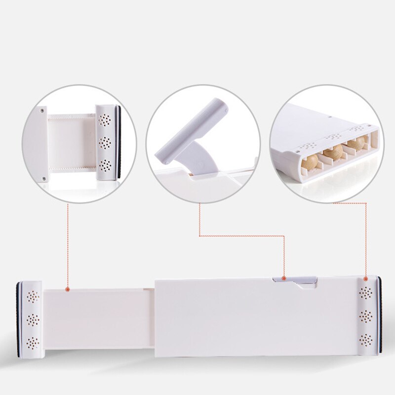 White Drawer Dividers Adjustable Spring Loaded Expandable Kitchen Bedroom Organizer Retractable Drawer Partition Board for Home