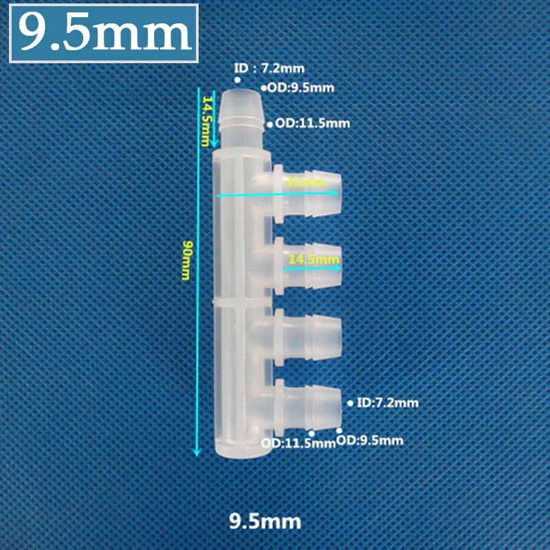 10Pcs 2.4~9.5mm PP 5-Way Connector Food Grade Equal Dia Side FIve-Ways Joint Garden Irrigation Pipe Joints Aquarium Tank Adapter: 9.5mm