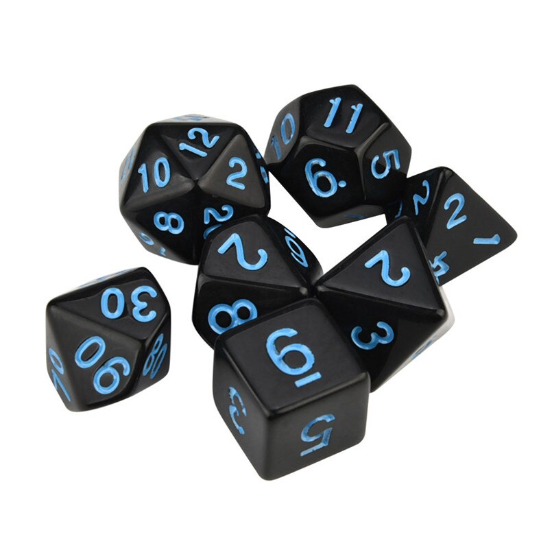 7pcs dices in one set brand dnd dice sets resin polydice dados dnd game lovers TRPG dados de rpg perfect 30A20: blue dice set
