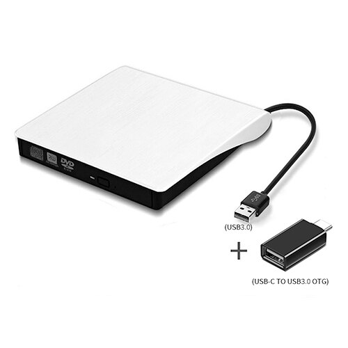 Kannettavat erittäin ohuet ulkoiset cd-asemat dvd-soitin usb 3.0 ulkoinen dvd-tallennin cd-rom-soitin windows ios:lle jne.: 2 in 1 valkoinen
