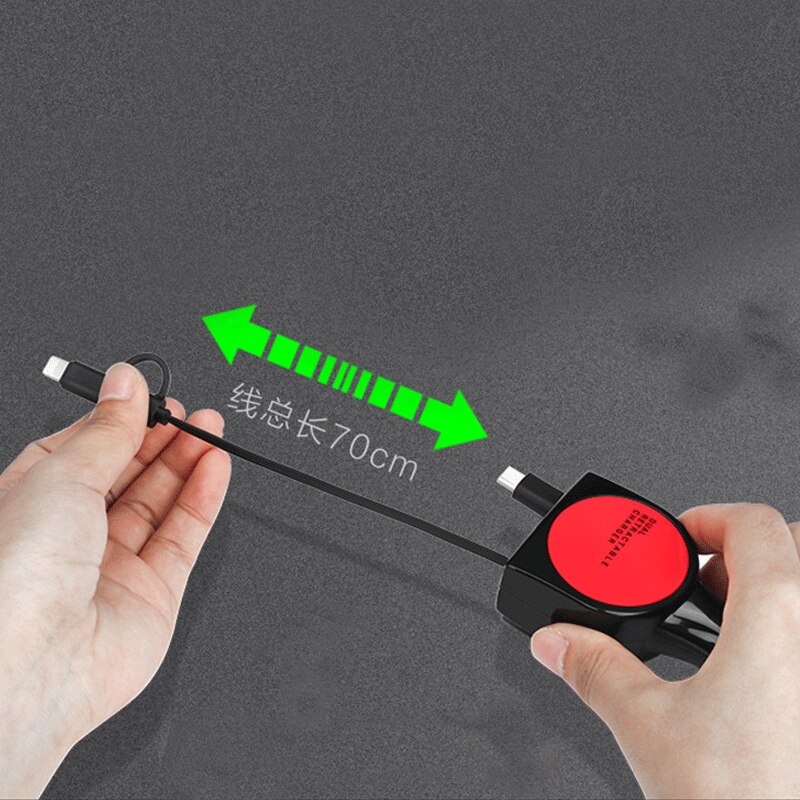 Nuovo 3-in-1 caricatore per auto retrattile a tiraggio singolo adattatore per ricarica rapida accendisigari per iphone porta androide di tipo C