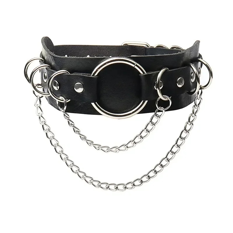 Gargantilla de cuero PU Punk para mujer, cadena de Rock Hip Hop, collar con remache de pentagrama de corazón, accesorios de joyería creativos para
