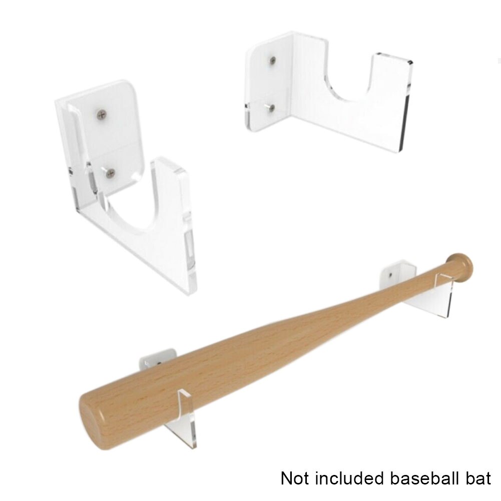 Baseball Bat Holder - 2 st - Väggmonterad - Enkel Installation - Genomskinlig Displayhylla