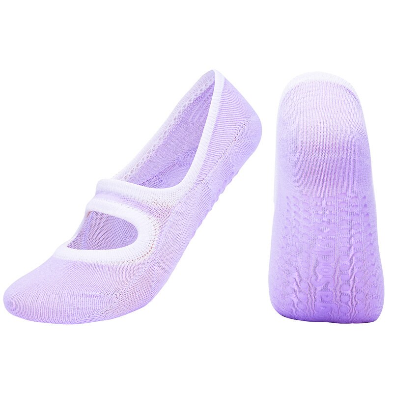 Damen pilates-yoga-socken, rutschfeste socken, hausschuhe, sport-anti-rutsch-ballett-tanzsocken, atmungsaktive fitness-accessoires für damen: Lila
