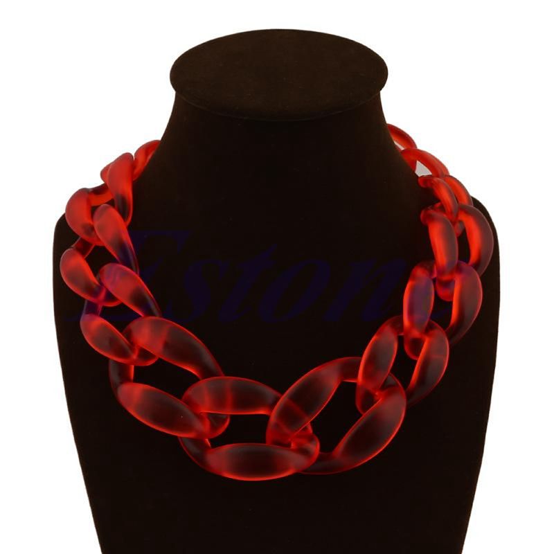 Dame akryl krave chunky choker statement kæde halskæde vedhæng juvel: Rød