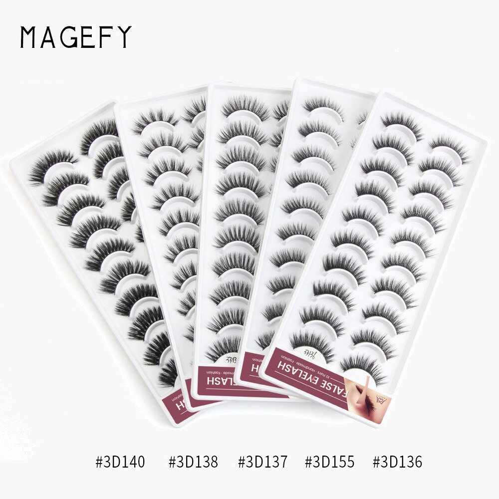 10 Pairs 3D Mink Eyelashes Natural Soft False Eyelashes 3d Mink Lashes Eyelash Extension Makeup Kit