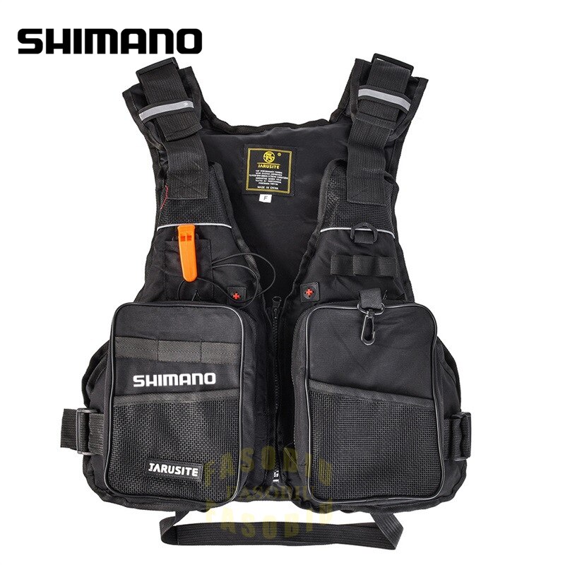 Shimano – gilet de sauvetage pour hommes, combinaison de flottabilité, gilets de pêche portables, multi-poches, gilet réglable pour pêche en mer: Black