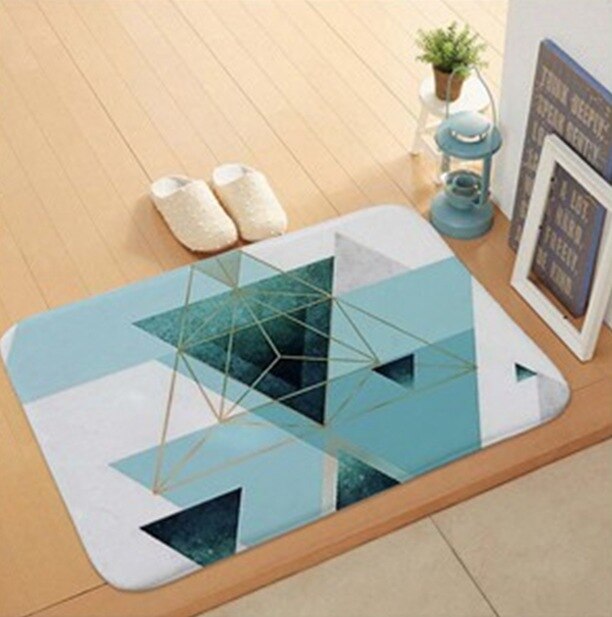 Casa jardim de mármore geométrico anti-skid esteira da porta da cozinha piso banheiro tapete cozinha poliéster à prova dwaterproof água: 50cmx80cm / geometric marble 08