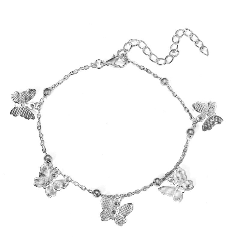 Tobillera con forma de mariposa para mujer, joyería para el pie, pulsera descalza para la playa, correa para el tobillo, accesorios de joyería bohemios: B Butterfly Anklets