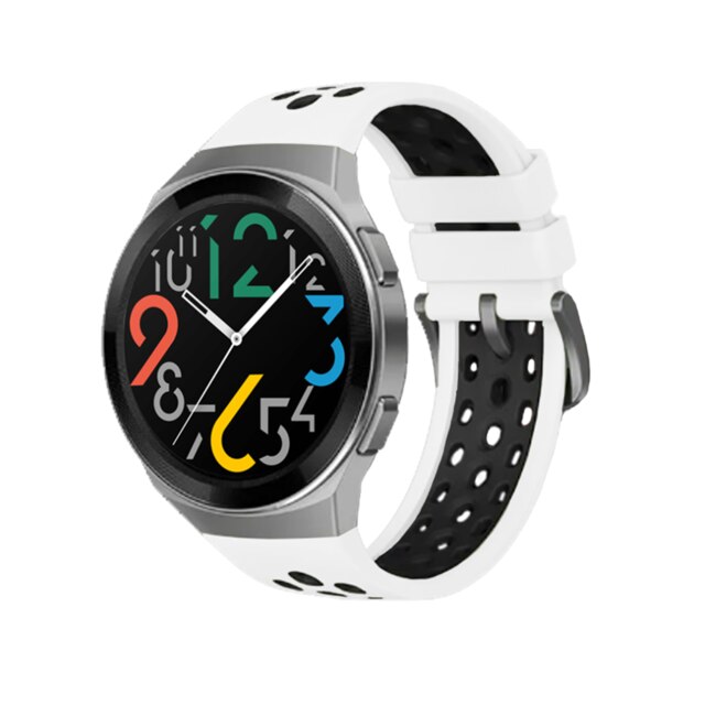 Officiële Twee-Kleur Siliconen Band Voor Huawei Horloge Gt 2e Originele Gewijd Jeugd Edition Horloge Band Voor Horloge Gt 2E Accessoires: White Black