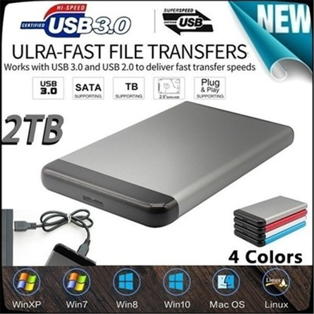 High Speed HDD 2.5" External Hard Drive 1TB 2TB Storage Hard Drive USB3.0 Hard Disk Portable Hard Disk for PC, Mac, Desktop, Lap