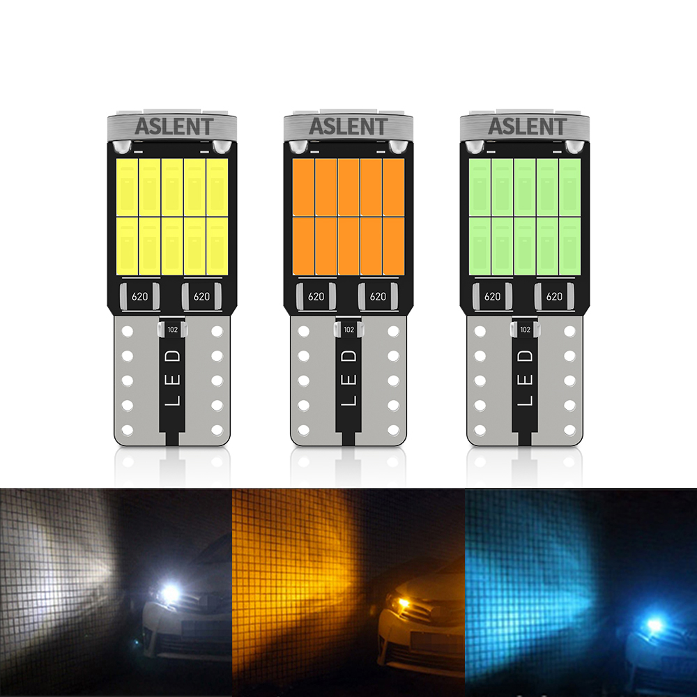 ASLENT 10x W5W T10 bombillas Led Canbus 4014 26SMD 6000K 168 194 Led 5w5 Interior del coche cúpula lectura luz de matrícula lámpara de señal