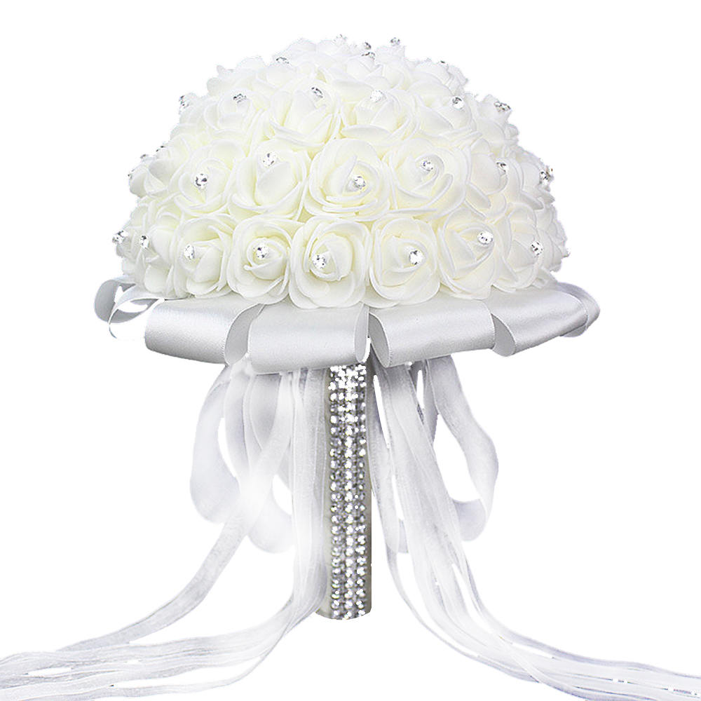 Artificial Wedding Bouquets Hand Made Rose Flower Rhinestone Bridesmaid Bridal Bouquet de mariage wedding accessories