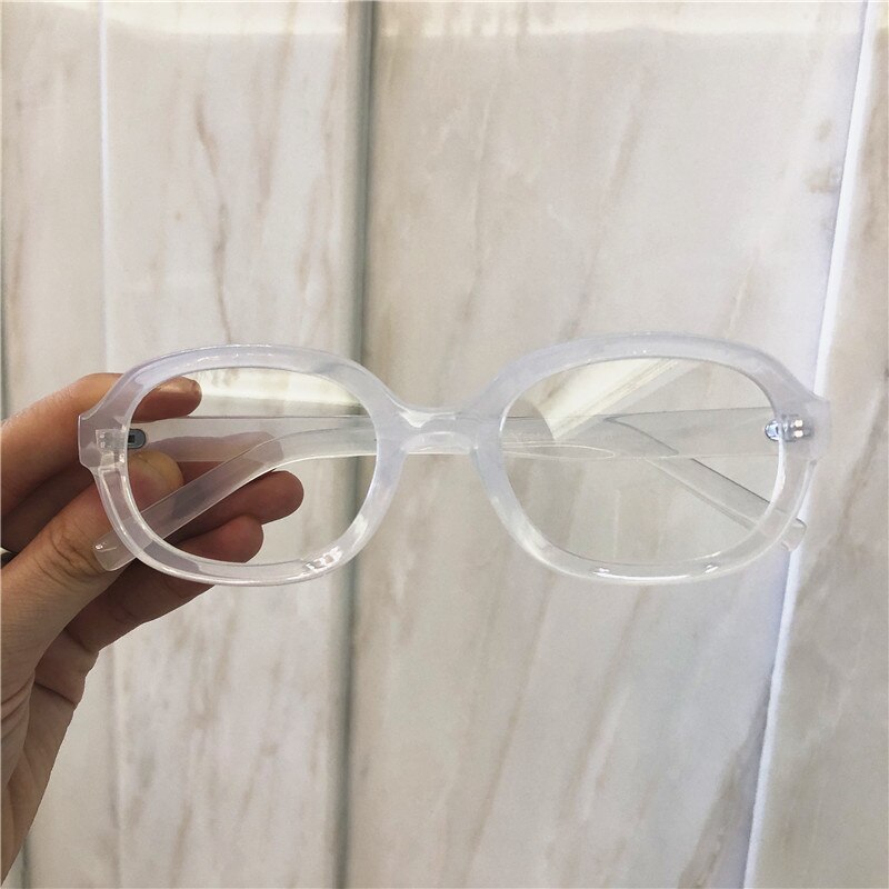 Vem sötnos trendiga 90s solglasögon dammärke retro oval båge solglasögon nyanser korea stil sunnies kvinnlig  s161: C12 transparent