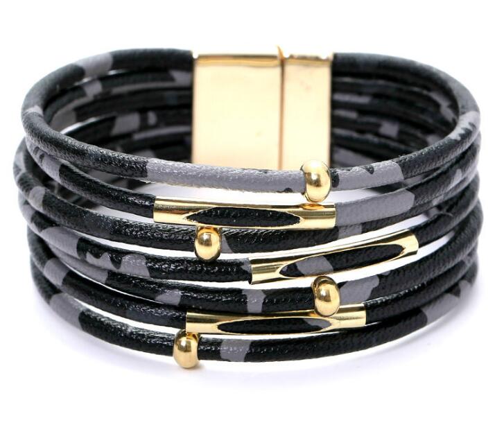 Leopard Leder Armbänder Für Frauen Armbänder & Armreifen Elegante mehrschichtig Breite wickeln Charme Armbinde Schmuck: H21956