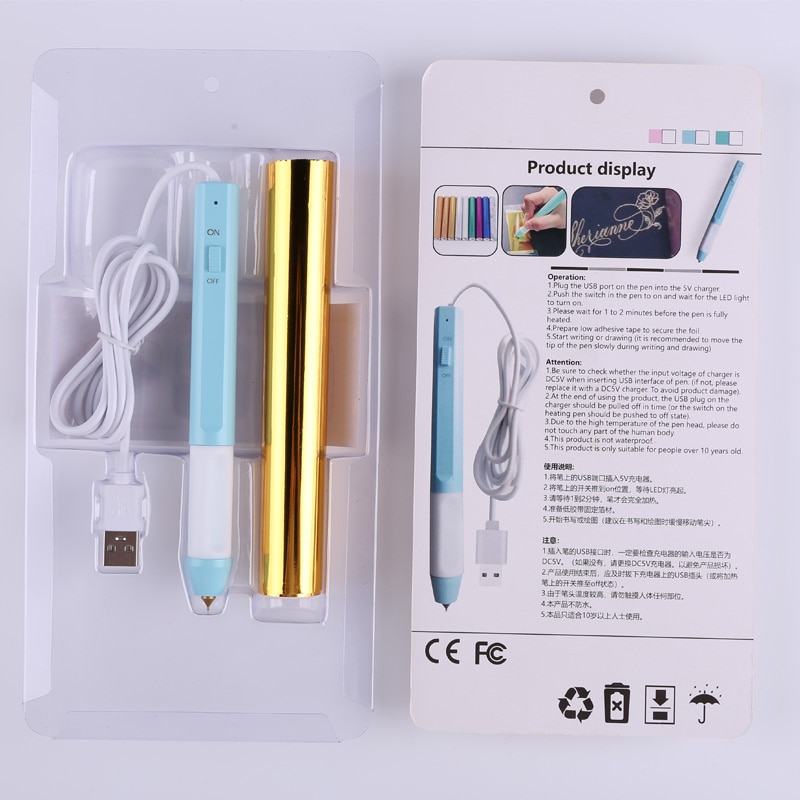 Juego de bolígrafo de lámina térmica, tarjeta de álbum de recortes resistente al calor alimentada por USB, herramientas de bricolaje de escritura brillante, 0,8mm/1,5mm,