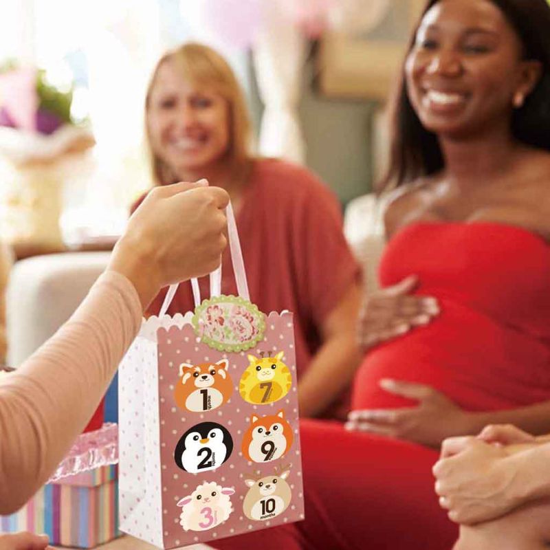 12 Pcs Animal First Year Monthly Milestone Photo Sharing Baby Belly Stickers 1-12 Months