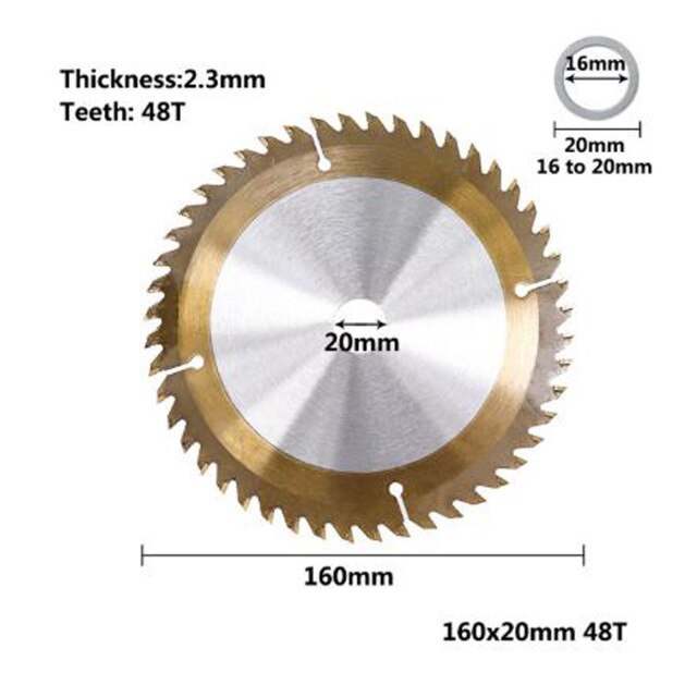 24/40/48/80T tarcza robić rzeźbienia w drewnie tarcza tarczowa 160/165/185mm frez metalowy plastik robić szlifierki kątowej metalowa tarcza tnąca: 160x20x2 3x48T