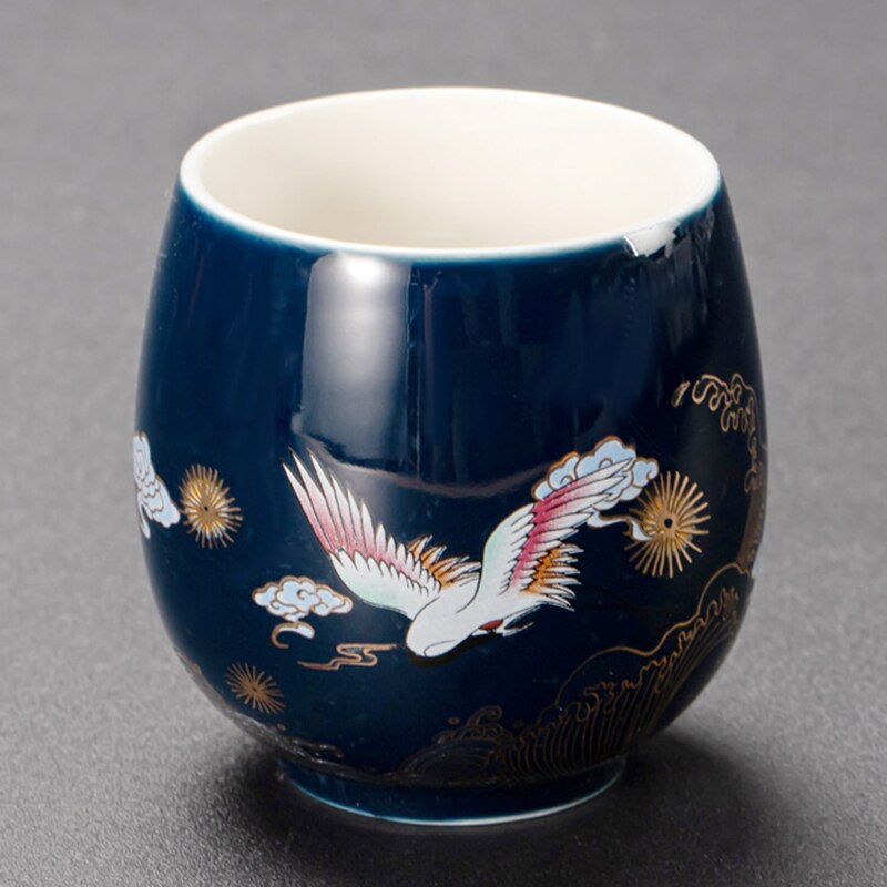 Blue ceramic tea cup porcelain drinkware teacup Hand-painted Ceramic Teacup Home Office Porcelain: b