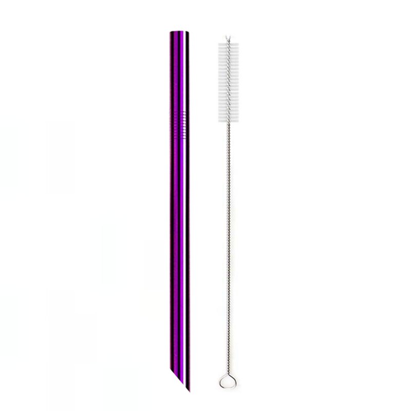 1 stücke Wiederverwendbare Trinken Stroh 304 Edelstahl Stroh 12mm Breiten Metall Strohhalme einstellen Milchshake blasiert Tee Stroh mit reiniger Pinsel