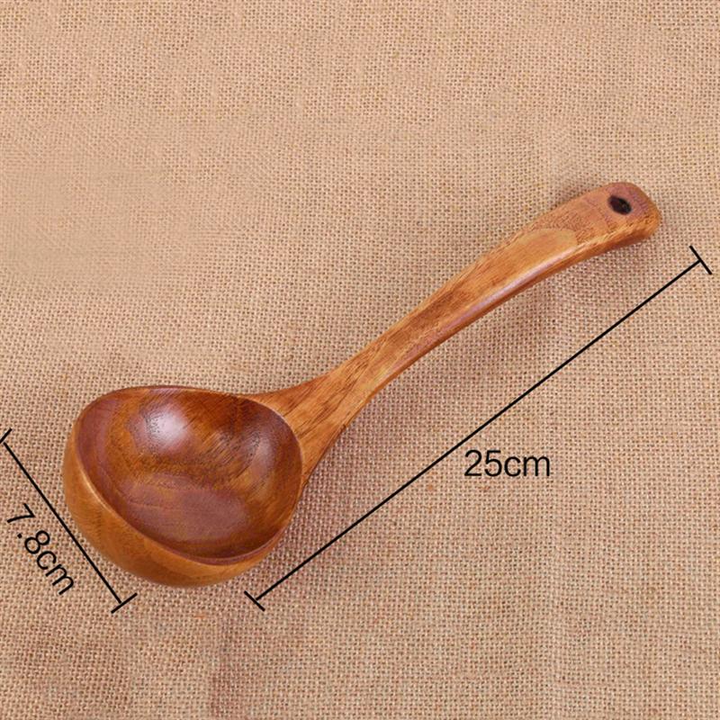 1 cazo cuchara sopera de madera estilo chino con mango largo azúcar arroz sal cuchara para condimento utensilios de cocina
