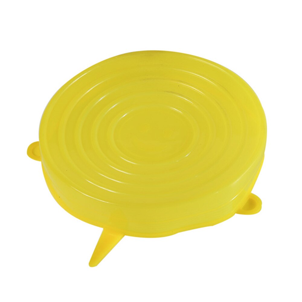 Cubierta protectora Universal de silicona para alimentos, 6 uds., funda para tapa, recipiente flexible, funda para alimentos frescos, funda para microondas, accesorios de cocina: Amarillo