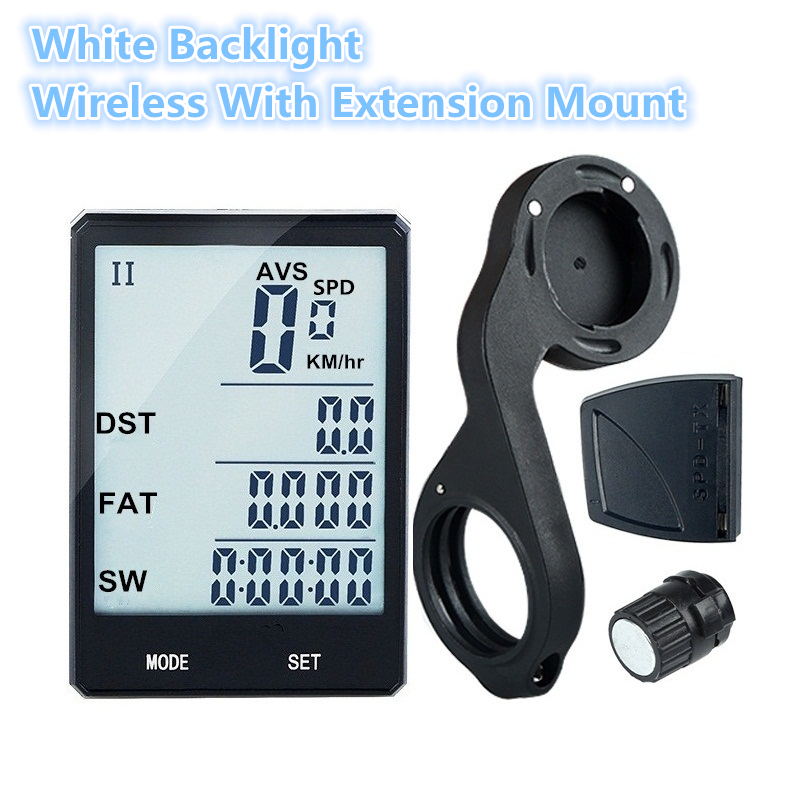 INBIKE Mountain Fiets Computer 2.8 Inch Groot Scherm Fiets Digitale Snelheidsmeter Waterdichte Draadloze Fietsen Meetbare Stopwatch: White Wireless Mount