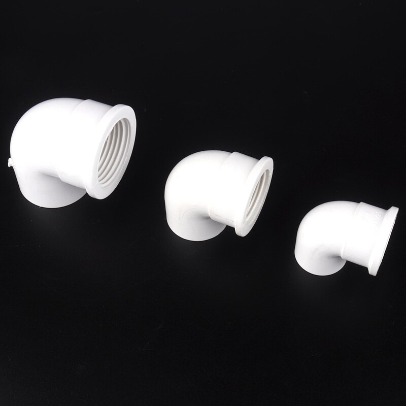 3pcs 1/2, 3/4, 1Inch PVC 90 Degree Elbow Connector Female Thread PVC Joints Home Garden Water Pipe PVC Fittings: 1inch-32mm / White