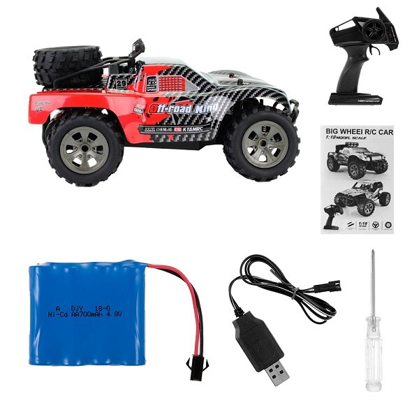 RC Auto 2.4 GHz 1:18 2WD PVC del corpo di Automobile Borsette RC Auto 18 km/h Off-Road King Auto per i principianti Giocattoli per I Bambini Grande Regalo Dei Capretti