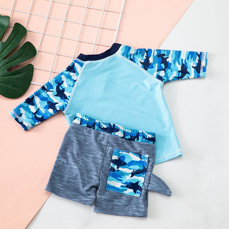 Sunscreen Quick-drying Suit Swimming Trunks Medium And Large Children Split Boys&#39; Swimwear Korean 1~14Year Two Pieces Swimsuits