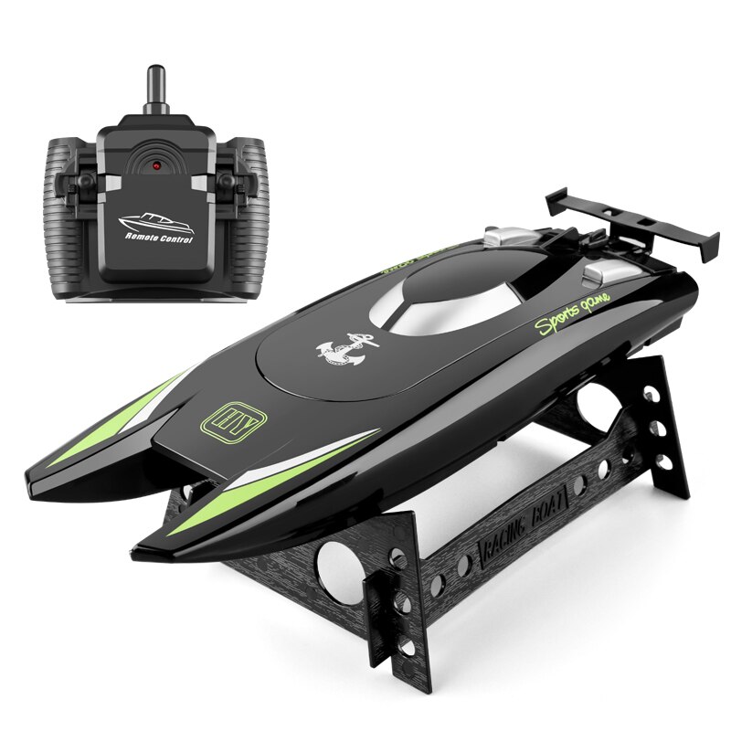 Nopea rc -vene 2.4 ghz: n kauko -ohjainvene kaksimoottorit 30km/h 25 minuutin vedenpitävä rc -aluksen pikavene sähköiset lelut: Musta