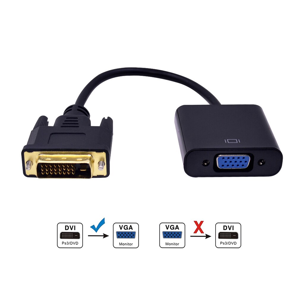 DVI Male to VGA Female Adapter Full HD 1080P DVI-D to VGA Adapter 24+1 25Pin to 15Pin Cable Converter for PC Computer Monitor