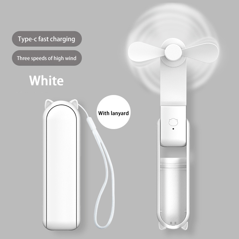 Mini Handheld Fan Small Pocket Fan USB Rechargeable Battery Fan Folding Cooling Hand Fan Mini USB Fan With Power Bank: light green