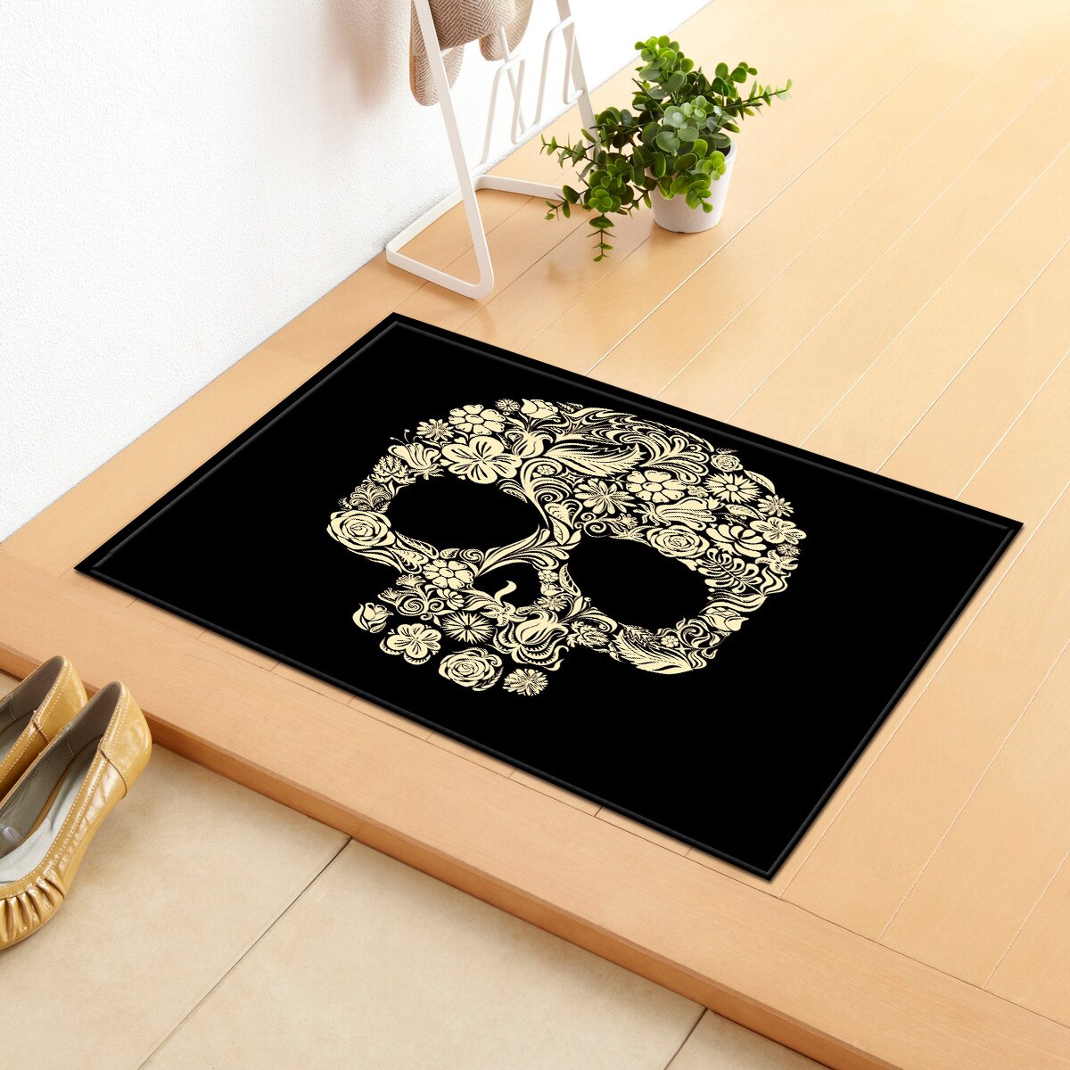 Zeegle skull trykt dørmåtte kontorstol gulvmåtter gang tæpper skridsikker badeværelse måtter køkken tæppe soveværelse sengebord tæpper: Kranium 10 / 50 x 80cm