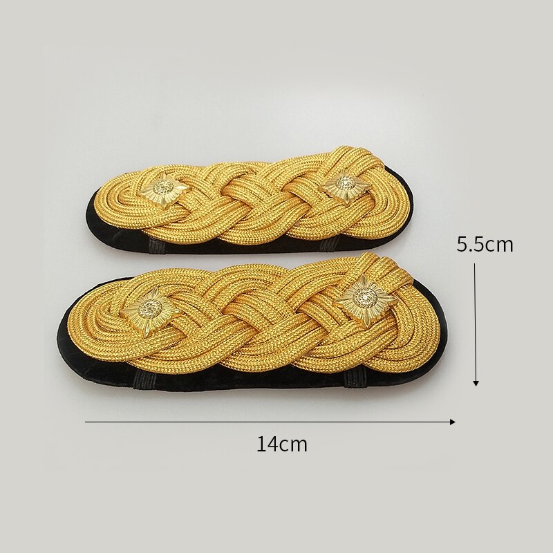 1 Pair Woven Epaulettes Metal Star Epaulete Security Uniform Accessories Performance Shoulder Badges DIY for Honor Guard Costume: Gold 1