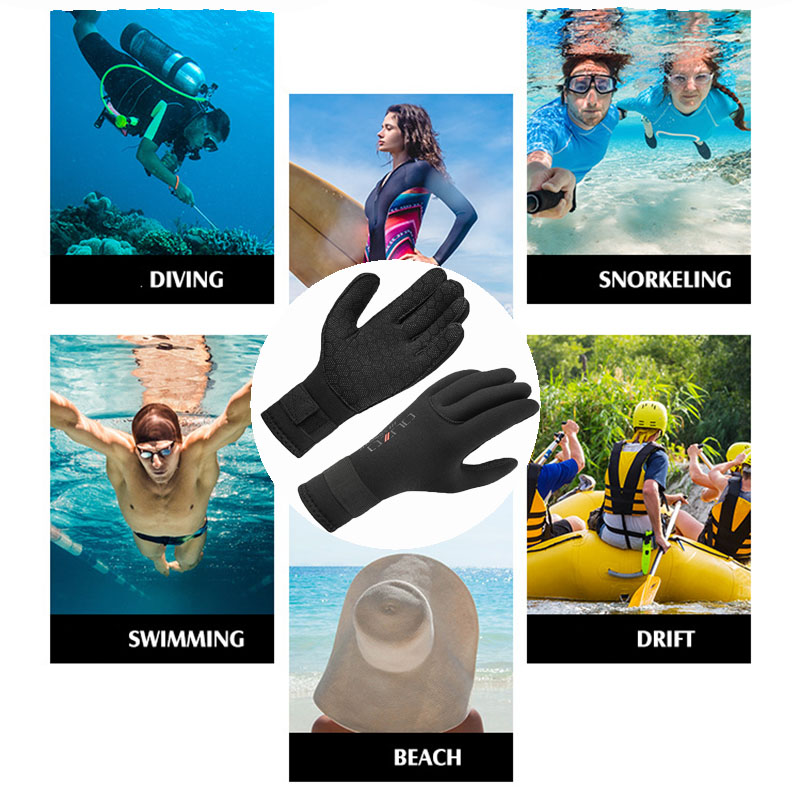 Utrzymuj ciepło podwodne rękawice wędkarskie antypoślizgowe, odporne na zarysowania rękawice do surfingu i snorkelingu neoprenowe 3/5mm rękawice do nurkowania podwodnego