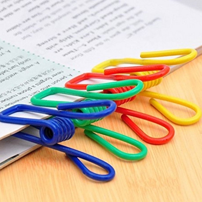 Clips metálicos coloridos multiusos para documentos, bolsa de chips, Clips recubiertos de PVC, 10 Uds.